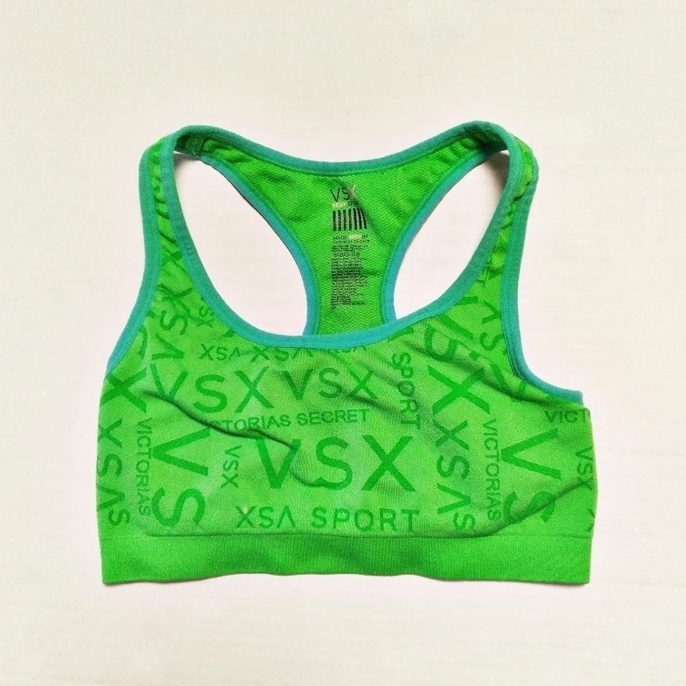 Victoria's Secret Sport Neon Green VSX Logo Sports Bra Small